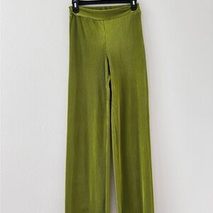 Green Ribbed Women's Pants